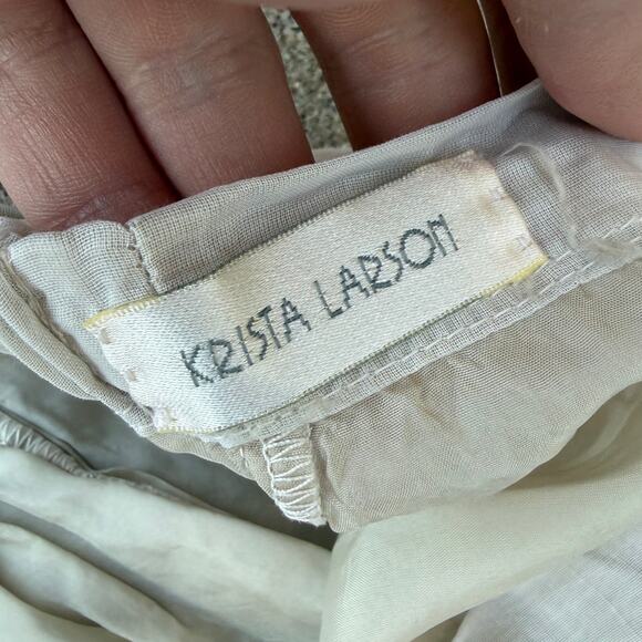 Krista Larson Off White Layered Linen Midi Skirt Size Medium - Picture 5 of 6